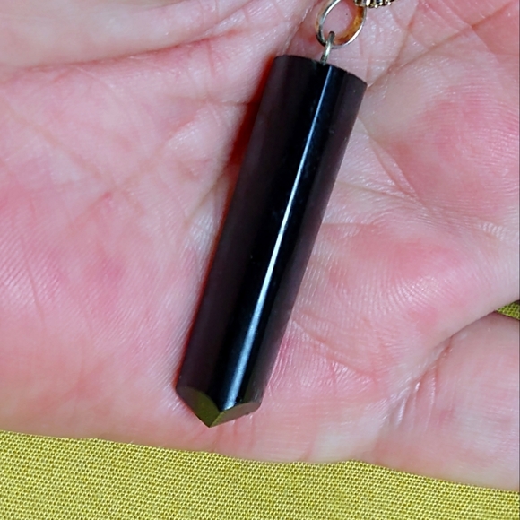 MEN'S -BLACK OBSIDIAN- TRIANGULAR, (3) CORNER POINT. STERLING BALE. INFO, MEANI… - Picture 3 of 3